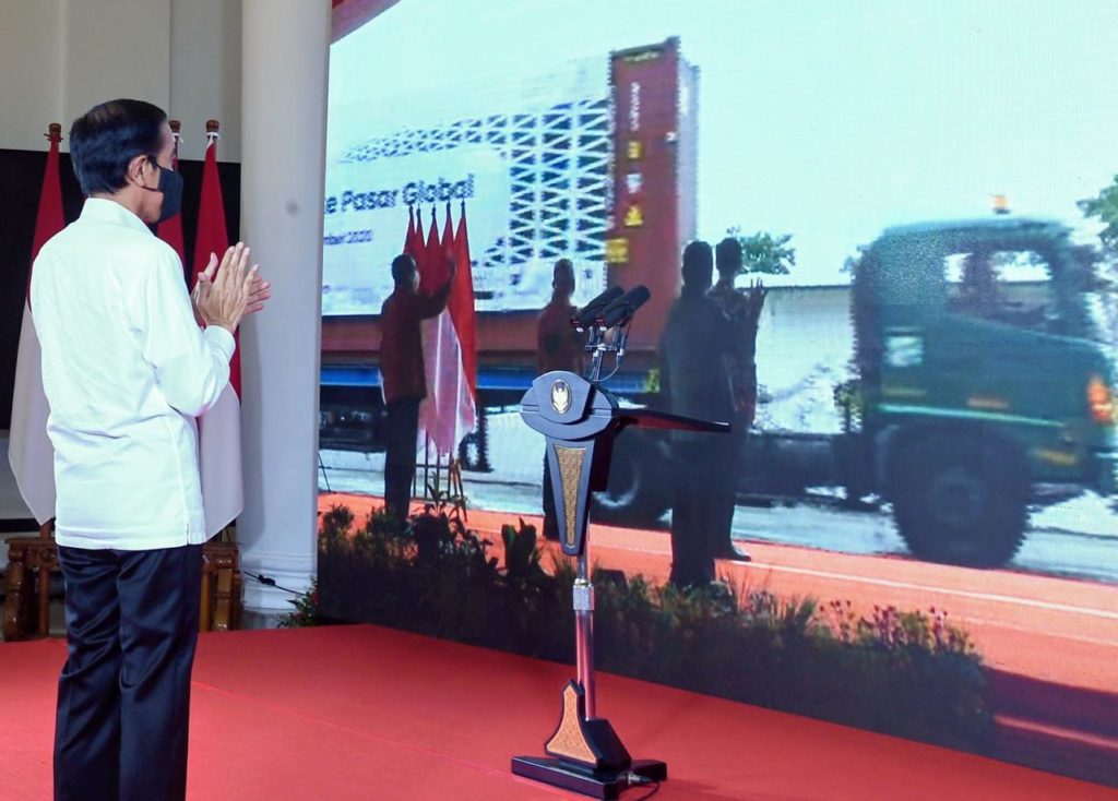 Presiden Joko Widodo saat meresmikan Pelepasan Ekspor ke Pasar Global Tahun 2020, Jumat (04/12) secara virtual dari Istana Kepresidenan Bogor, Jawa Barat. (Foto: istimewa)