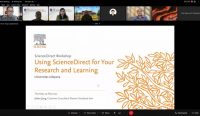 Workshop Using ScienceDirect for Your Research and Learning yang berlangsung secara daring, Rabu (25/05). (Foto: istimewa)