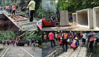 Tim PUPRKIM Prov Bali saat menanggulangi longsor di Cempaga, Bangli beberapa waktu lalu. (humas/PUPRKIM Bali)