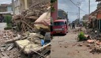 Kerusakan bangunan akibat gempa bumi di Kabupaten Cianjur, Provinsi Jawa Barat, Senin (21/11/2022). (Foto: Tangkapan layar/BPBD Cianjur)