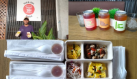 Amir Hakim (kiri atas) sajikan ragam menu gabungan masakan Jepang dan barat yang enak plus minuman otentik RTK (Rasa Takut Kehilangan) di gerai miliknya TAKA SHI ENAK Jl. Merdeka No. 12, Sumerta Kelod, Denpasar, Sabtu (25/2023). (Ngurah/diksimerdeka.com)