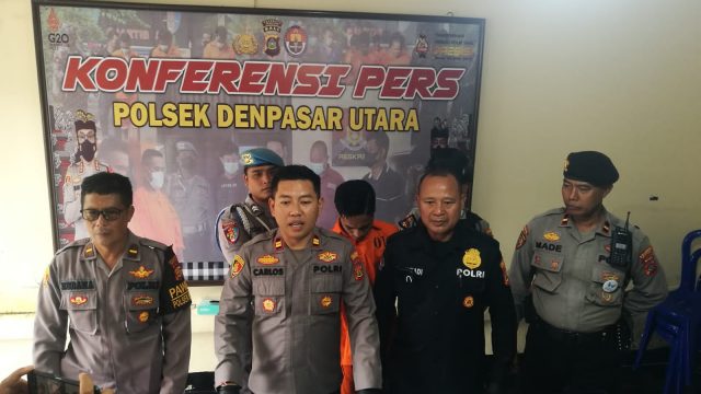 Konferensi pers Polsek Denpasar Utara, pada Senin (23/1/2023). (doc/diksimerdeka.com)