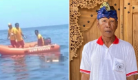 Relawan Balawista Batu Bolong (kiri) menarik jenazah Ketut Suja usia 65 tahun (inzet) dengan perahu karet dari tengah laut dievakuasi menuju Pantai Batu Bolong, Canggu, Kecamatan Kuta Utara, Badung, untuk selanjutnya dibawa ke RSUD Tabanan, Minggu (26/3/2023) pagi (Kolase: BB/Potensi SAR)