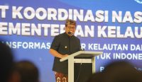Pj Gubernur Bali Sang Made Mahendra Jaya saat membuka Rakornas Kementerian Kelautan dan Perikanan Tahun 2023 di Bali, Kamis (7/12/2023).Foto: dok/Hms