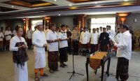 Prosesi pelantikan 38 pejabat di Lingkungan Pemerintah Kota (Pemkot) Denpasar, bertempat di Graha Sewakadarma Kota Denpasar, Jumat (29/12/2023). Foto:dok/Pemkot Denpasar