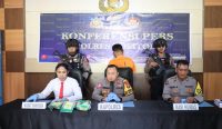 Konfrensi pers Polres Tolitoli usai mengungkap terduga pelaku penyelidikan narkotika senilai 4,5 miliyar, Senin (16/01/2024).Foto: dok/pribadi