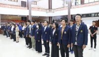 Upacara pelantikan dan serah terima Jabatan Ketua dan Wakil Ketua Organisasi Kemahasiswaan (Ormawa) ditingkat universitas bertempat di Gedung Auditorium Widya Sabha Kampus Jimbaran, Jumat (12/1/2024). Foto: dok/unud.ac.id