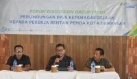 Sekda Denpasar menghadiri FGD yang digelar BPJS Ketenagakerjaan Kantor Bali-Denpasar, di Aula Warung Bendega, Jumat (5/4/2024). Foto: dok/Pemkot Denpasar.