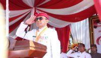 Wali Kota Denpasar I Gusti Ngurah Jaya Negara bertindak sebagai Inspektur Upacara Pengibaran HUT RI ke-79 di Lapangan Lumintang Denpasar, Sabtu (17/8/2024). Foto: dok/Pemkot Denpasar