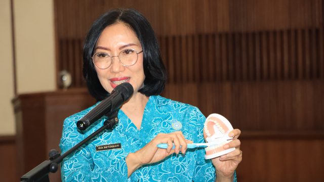 Pj. Ketua TP PKK Provinsi Bali Ida Mahendra Jaya saat menghadiri Jambore Posyandu Provinsi Bali 2024, bertempat di Gedung Wiswa Sabha Utama Kantor Gubernur Bali pada Selasa, (20/08/2024). Foto: dok/Pemprov Bali.