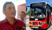 Kadishub Provinsi Bali, IGW Samsi Gunarta (kiri),Bus Trans Metro Dewata (kanan). Foto: dok/ist