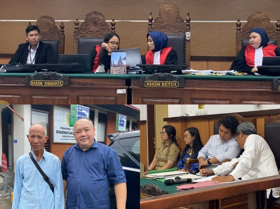Sidang perkara dugaan perbuatan melawan hukum sengketa tanah milik Wayan Sangging di PN Klungkung, Senin (17/3/25). Foto: tim/diksimerdeka.com