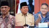 Dari kiri ke kanan: Mantan Stafsus Dr. Datuk Sri Anwar Ibrahim, Hilmy Bakar Almascaty, Presiden RI Prabowo Subianto, dan pengamat politik global GREAT Institute Teguh Santosa.