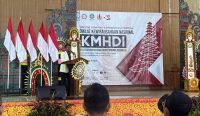 Ketua Umum PP KMHDI saat memberikan sambutan dalam Diklat Kewirausahaan Nasional 2025. Foto: dok/pribadi