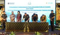 Penandatanganan perjanjian kerja sama strategis antara PT PLN (Persero) Unit Induk Distribusi (UID) Bali dan Kejaksaan Tinggi Bali, Senin (14/07/2025). Foto: dok/pribadi