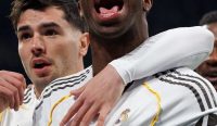 Selebrasi emosional Vinicius Junior setelah mencetak gol Real Madrid saat laga Liga Champions jelang Real Madrid vs Elche