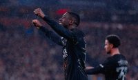 Ousmane Dembele selebrasi gol PSG ke gawang Liverpool Liga Champions