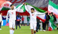 pemain timnas Iran selebrasi usai laga kualifikasi Uzbekistan Teheran
