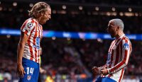 Pemain Atletico Madrid merayakan kemenangan atas Barcelona di Liga Champions