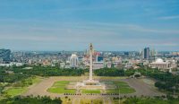 Panorama kawasan Monumen Nasional (Monas) di Jakarta yang masih berstatus sebagai ibu kota negara usai putusan Mahkamah Konstitusi terkait IKN.