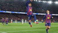 Raphinha Barcelona selebrasi gol babak kedua