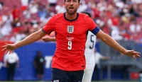 Prediksi Inggris vs Kroasia: Harry Kane merayakan gol untuk Timnas Inggris jelang laga pembuka Piala Dunia 2026 melawan Kroasia.