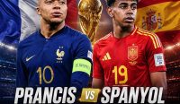 Prediksi Line Up Prancis vs Spanyol - Ilustrasi duel Kylian Mbappe dan Lamine Yamal jelang semifinal Piala Dunia 2026 antara Prancis dan Spanyol.