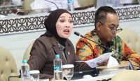 nggota Komisi V DPR RI Erna Sari Dewi saat Rapat Kerja membahas kegagalan sistem keselamatan pelayaran nasional, sertifikat keselamatan kapal, dan rentetan kecelakaan kapal di Gedung Nusantara, Senayan, Jakarta.