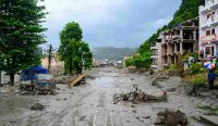Sisa kehancuran usai terjangan mematikan Banjir Bandang Nepal dan tanah longsor yang menyapu bersih bantaran Sungai Trishuli, Nuwakot.