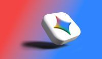Ilustrasi logo 3D Google Gemini yang mengambang dengan bayangan di atas latar belakang gradasi merah dan biru, melambangkan insiden AI Gemini retas perusahaan nyata. (Foto: Rubaitul Azad / Unsplash)