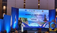 Ketua DPD ASITA Bali I Putu Winastra saat menyampaikan sambutan dalam Musyawarah Daerah (Musda) XV ASITA Bali 2026 di InterContinental Bali Resort, Jimbaran, Jumat (16/10/2026). Mengusung tema “Repositioning The Future of Tourism”, Jumat (16/10/2026). Foto: dok/diksimerdeka.com
