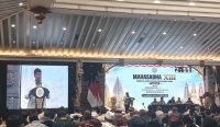 Ketua Umum KMHDI Wayan Ardi Adnyana saat menyampaikan sambutan dalam Mahasabha XIII PHDI, Jumat (9/10/2026).